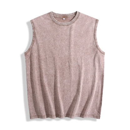 Garment-Washed Muscle Tank T Shirt