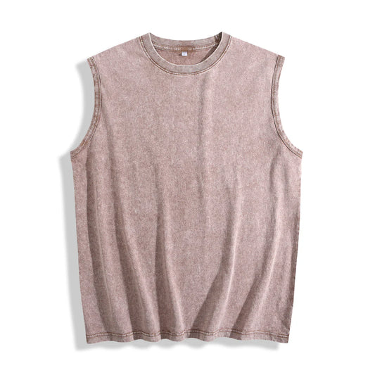 Garment-Washed Muscle Tank T Shirt