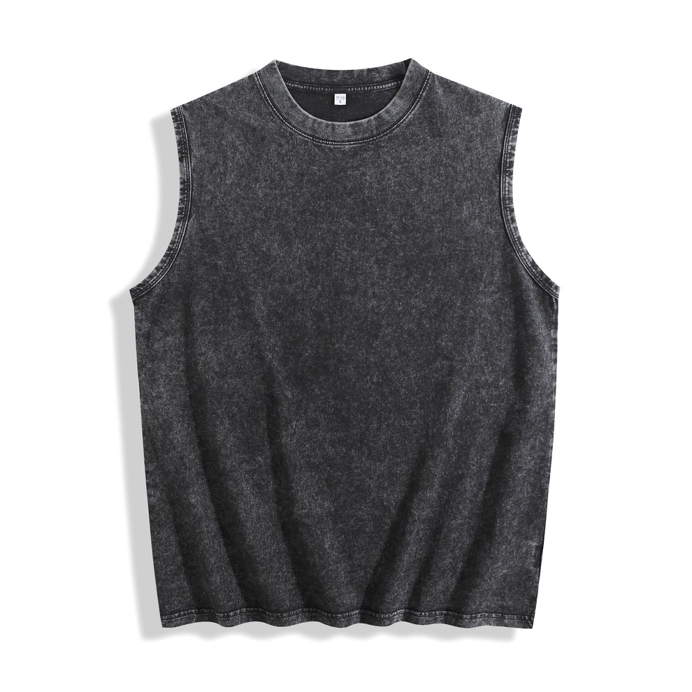 Garment-Washed Muscle Tank T Shirt