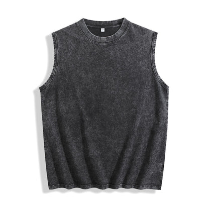 Garment-Washed Muscle Tank T Shirt