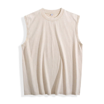 Garment-Washed Muscle Tank T Shirt